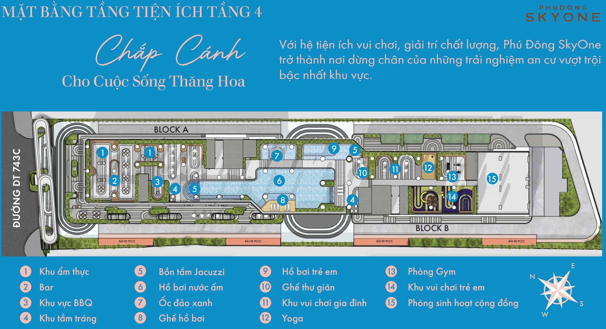 Mặt bằng tiện ích Phú Đông Sky One tầng 4