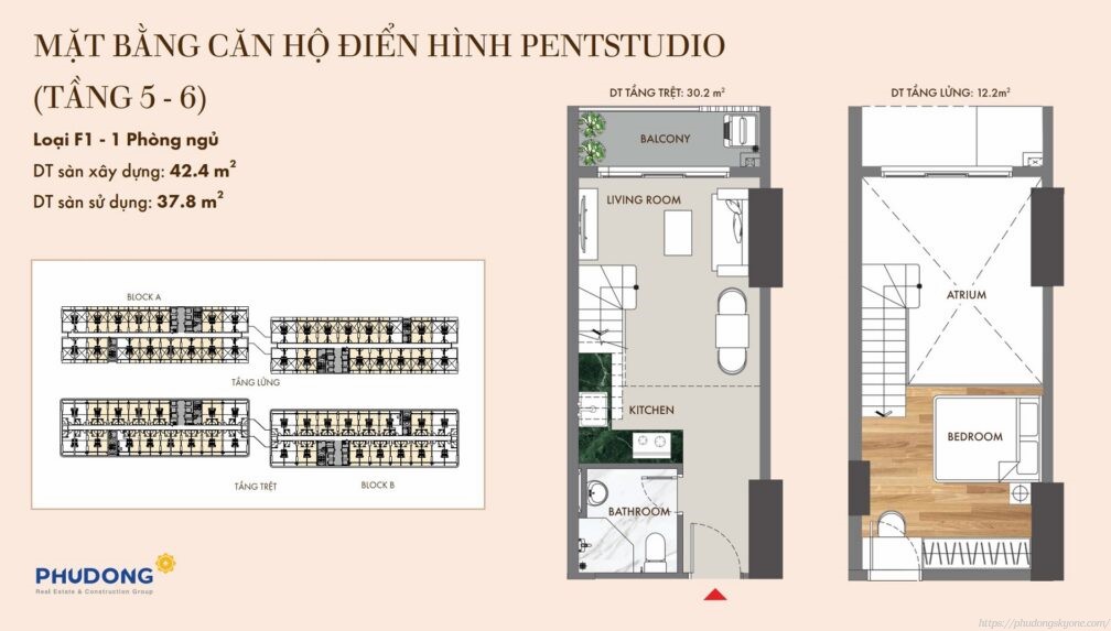 Mặt Bằng Căn Hộ điển Hình Pentstudio (tầng 05-06)