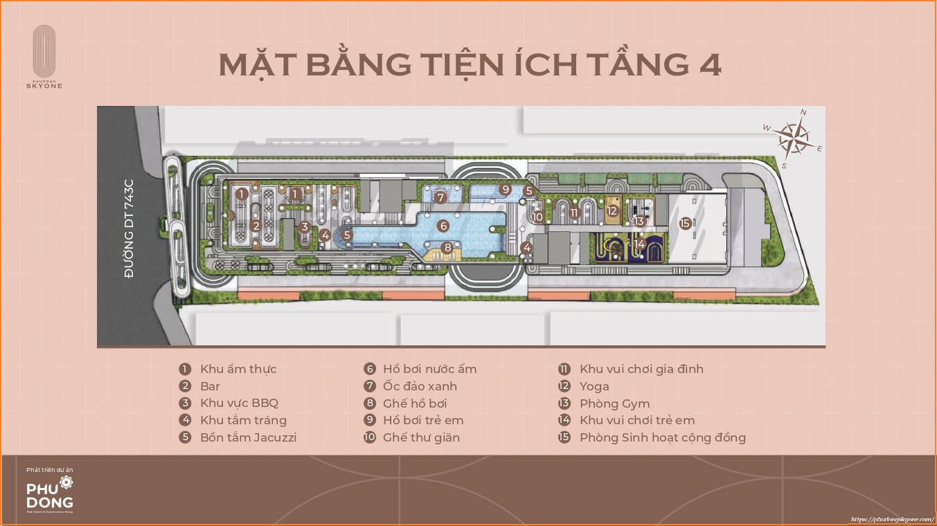 Mặt Bằng Tiện ích Tầng 04 Tại Dự án Phú Đông Sky One