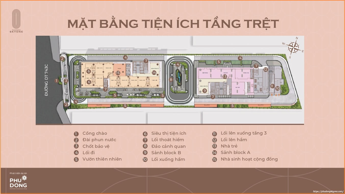 Mặt Bằng Tiện ích Tầng Trệt Tại Dự án Phú Đông Sky One