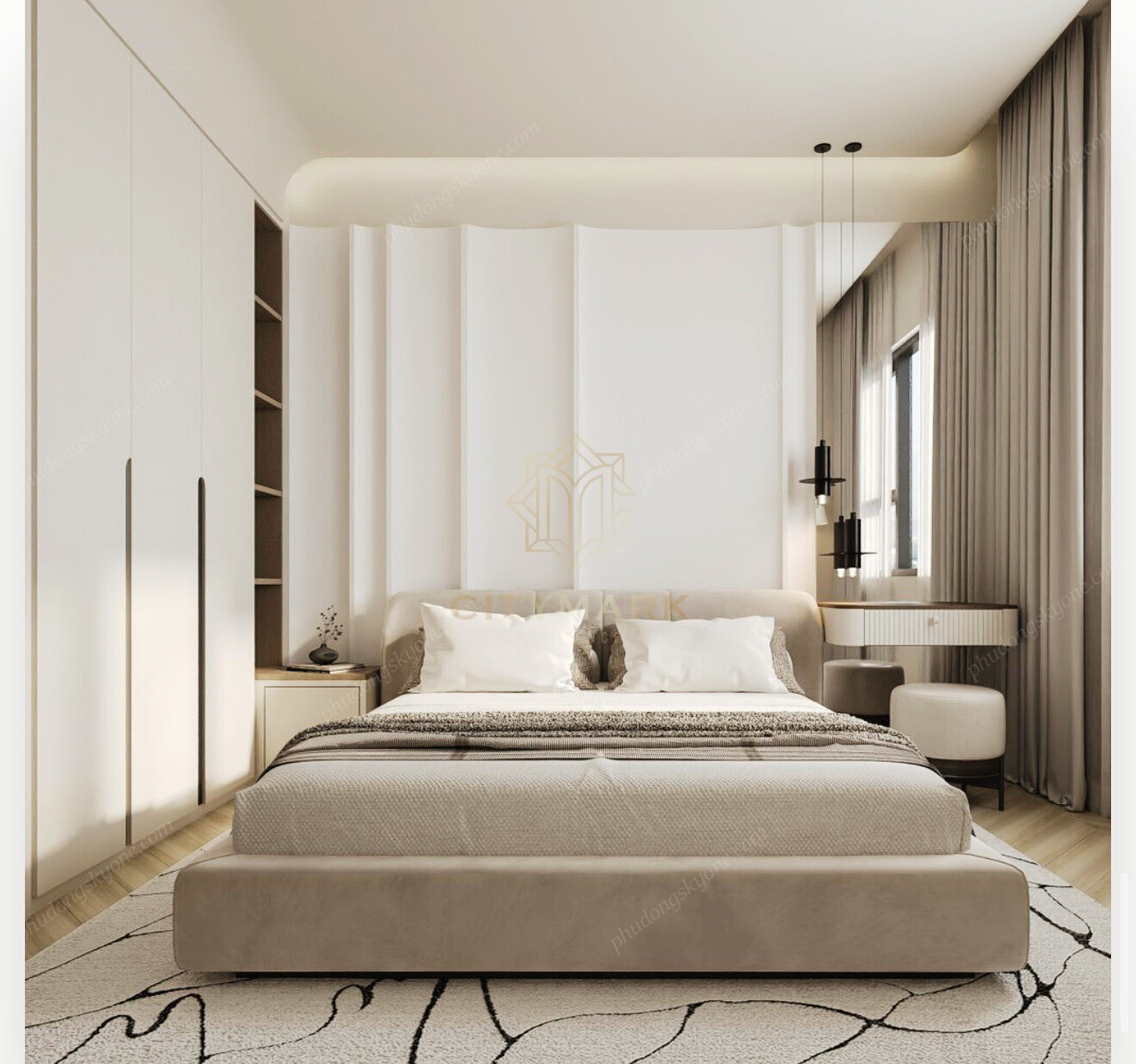 Góc Nhìn Chính Diện Phòng Ngủ ở Dự án Maison Grand