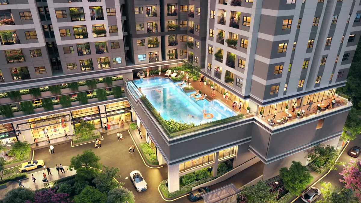 Symlife với hồ bơi dưới ánh nắng